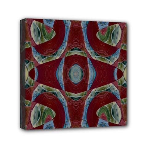 Fancy Maroon Blue Design Mini Canvas 6  X 6  by BrightVibesDesign