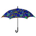 Bright Blue Mod Pop Art  Hook Handle Umbrellas (Small) View3