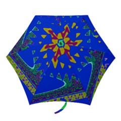 Colorful Wave Blue Abstract Mini Folding Umbrellas by BrightVibesDesign