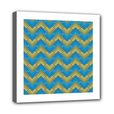 Blue And Yellow Mini Canvas 8  X 8  by FunkyPatterns