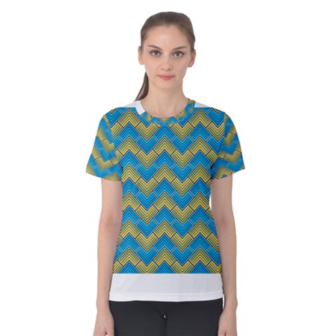 Blue And Yellow Women s Cotton Tee by FunkyPatterns
