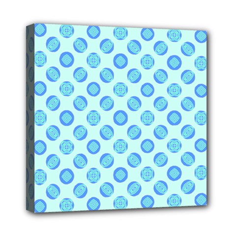 Pastel Turquoise Blue Retro Circles Mini Canvas 8  X 8  by BrightVibesDesign