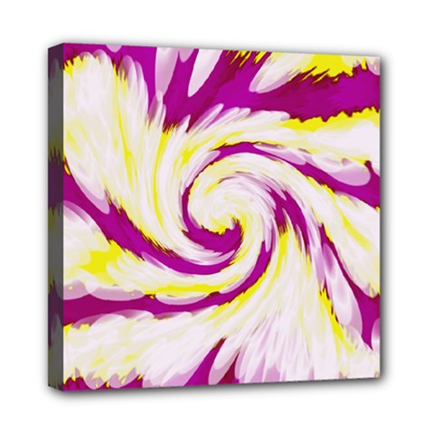 Tie Dye Pink Yellow Abstract Swirl Mini Canvas 8  X 8  by BrightVibesDesign