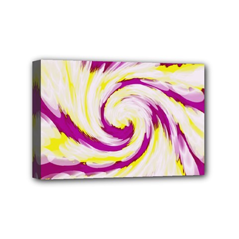 Tie Dye Pink Yellow Abstract Swirl Mini Canvas 6  X 4  by BrightVibesDesign