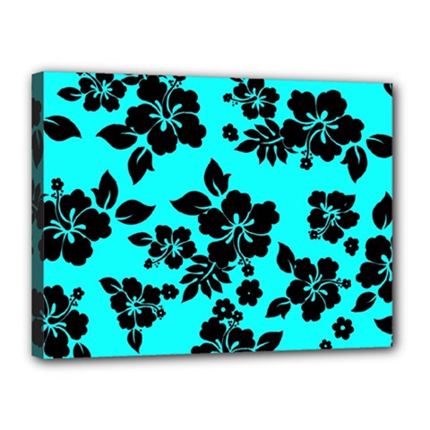 Blue Dark Hawaiian Canvas 16  X 12  by AlohaStore