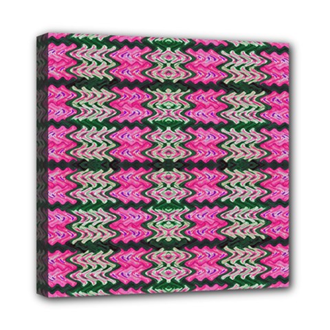 Pattern Tile Pink Green White Mini Canvas 8  X 8  by BrightVibesDesign