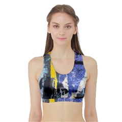 Urban Grunge Sports Bra With Border by ArtistRoseanneJones