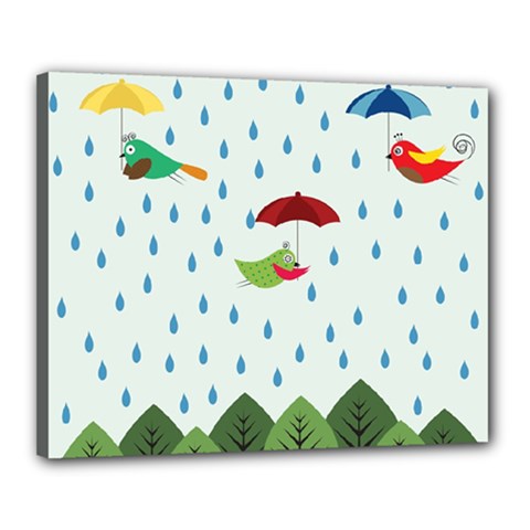 Birds In The Rain Canvas 20  X 16  by justynapszczolka