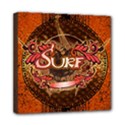 Surfing, Surfboard With Floral Elements  And Grunge In Red, Black Colors Mini Canvas 8  x 8  View1