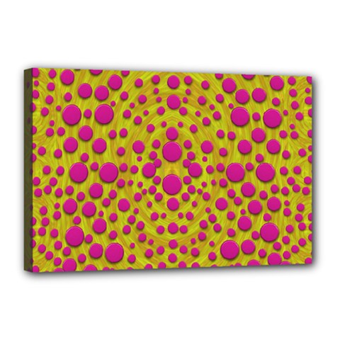 Fantasy Feathers And Polka Dots Canvas 18  X 12  by pepitasart