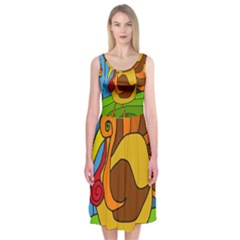 Thanksgiving Turkey  Midi Sleeveless Dress by Valentinaart