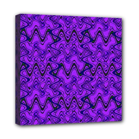 Purple Wavey Squiggles Mini Canvas 8  X 8  by BrightVibesDesign