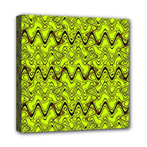 Yellow Wavey Squiggles Mini Canvas 8  X 8  by BrightVibesDesign