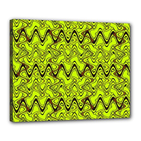 Yellow Wavey Squiggles Canvas 20  X 16  by BrightVibesDesign