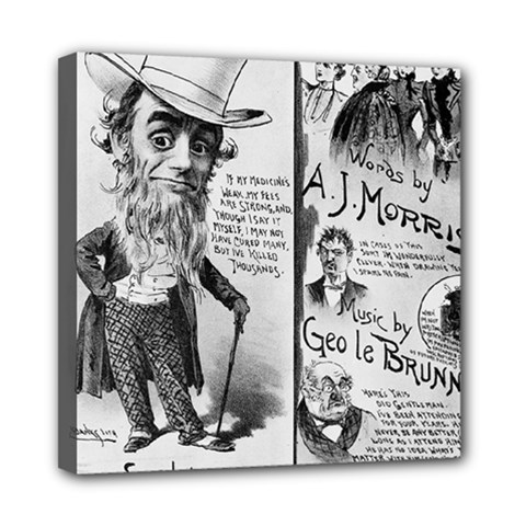 Vintage Song Sheet Lyrics Black White Typography Mini Canvas 8  X 8  by yoursparklingshop