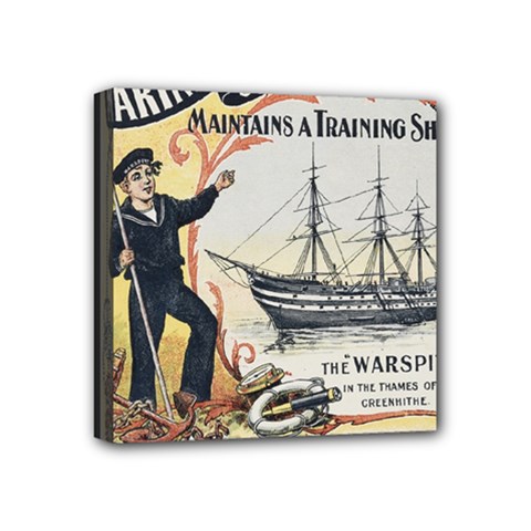 Vintage Advertisement British Navy Marine Typography Mini Canvas 4  X 4  by yoursparklingshop