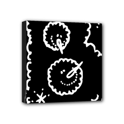 Funny Black And White Doodle Snowballs Mini Canvas 4  X 4  by yoursparklingshop