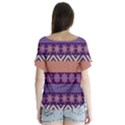 Colorful Winter Pattern V-Neck Flutter Sleeve Top View2