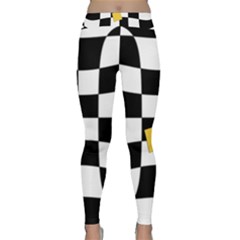Dropout Yellow Black And White Distorted Check Yoga Leggings  by designworld65