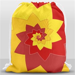 Flower Blossom Spiral Design  Red Yellow Drawstring Bag (large) by designworld65