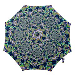 Power Spiral Polygon Blue Green White Hook Handle Umbrellas (large) by EDDArt
