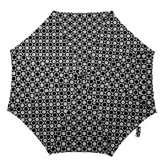 Modern Dots In Squares Mosaic Black White Hook Handle Umbrellas (large) by EDDArt