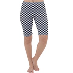 Sports Racing Chess Squares Black White Cropped Leggings  by EDDArt