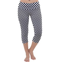 Sports Racing Chess Squares Black White Capri Yoga Leggings by EDDArt