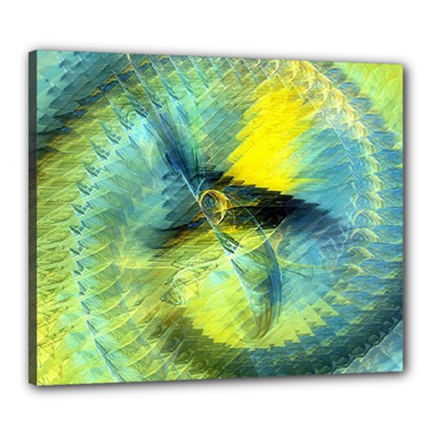 Light Blue Yellow Abstract Fractal Canvas 24  X 20  by designworld65