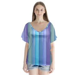 Provence Fields Lavender Pattern Flutter Sleeve Top by DanaeStudio