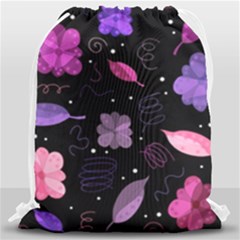 Purple And Pink Flowers  Drawstring Bag (large) by Valentinaart