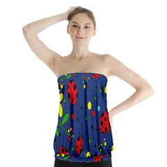 Ladybugs - Blue Strapless Top by Valentinaart