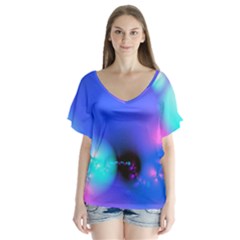 Love In Action, Pink, Purple, Blue Heartbeat 10000x7500 Flutter Sleeve Top by DianeClancy