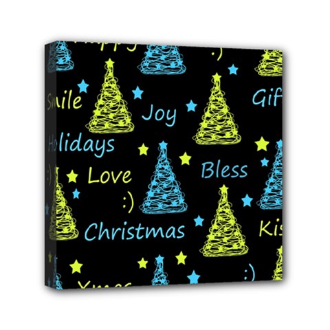 New Year Pattern - Blue And Yellow Mini Canvas 6  X 6  by Valentinaart