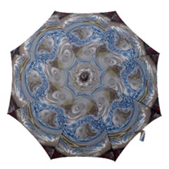 Silver Gray Blue Geometric Art Circle Hook Handle Umbrellas (large) by yoursparklingshop