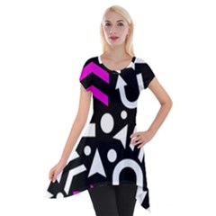 Right Direction - Magenta Short Sleeve Side Drop Tunic by Valentinaart