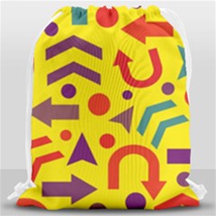 Yellow Direction Drawstring Bag (large) by Valentinaart