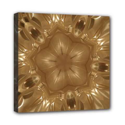 Elegant Gold Brown Kaleidoscope Star Mini Canvas 8  X 8  by yoursparklingshop