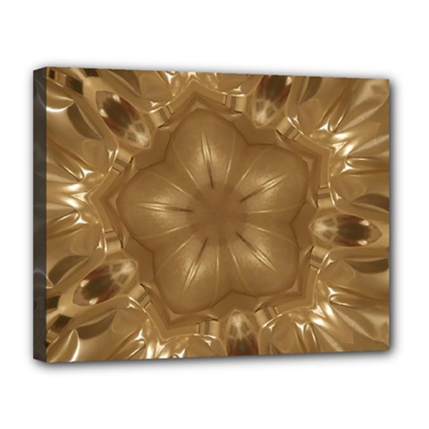 Elegant Gold Brown Kaleidoscope Star Canvas 14  X 11  by yoursparklingshop