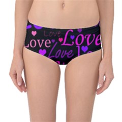 Love Pattern 2 Mid-waist Bikini Bottoms by Valentinaart