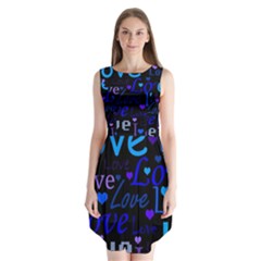 Blue Love Pattern Sleeveless Chiffon Dress   by Valentinaart