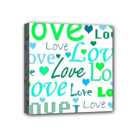 Love Pattern - Green And Blue Mini Canvas 4  X 4  by Valentinaart