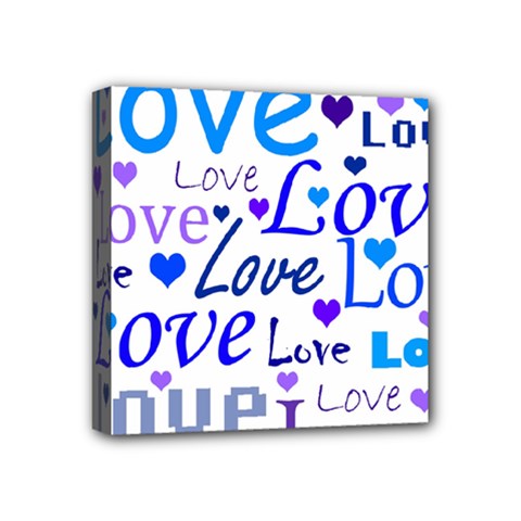 Blue And Purple Love Pattern Mini Canvas 4  X 4  by Valentinaart