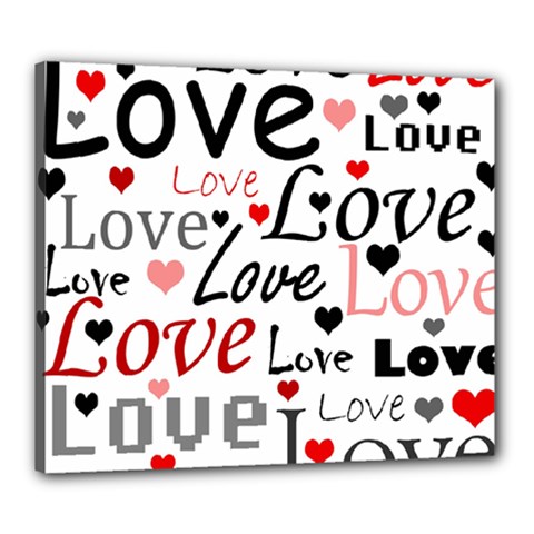 Love Pattern - Red Canvas 24  X 20  by Valentinaart