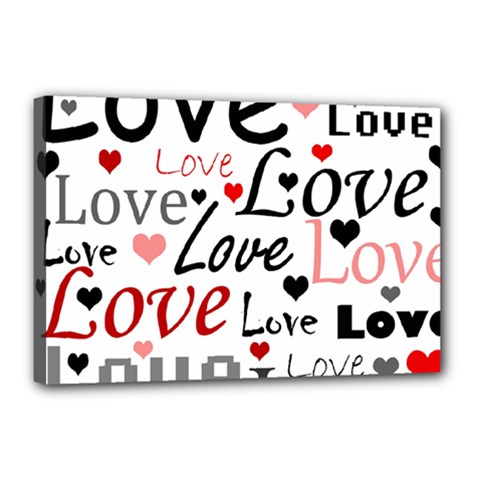 Love Pattern - Red Canvas 18  X 12  by Valentinaart