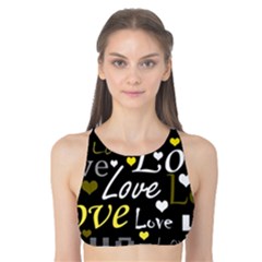 Yellow Love Pattern Tank Bikini Top by Valentinaart