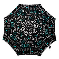 Valentine s Day Pattern - Cyan Hook Handle Umbrellas (small) by Valentinaart