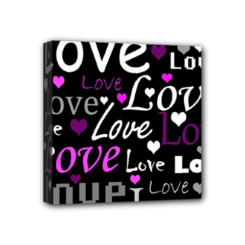 Valentine s Day Pattern - Purple Mini Canvas 4  X 4  by Valentinaart