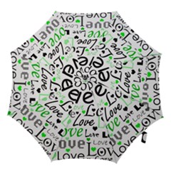 Green  Valentine s Day Pattern Hook Handle Umbrellas (large) by Valentinaart
