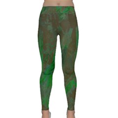 Building Fighting Green Chocolate Brown Classic Yoga Leggings by momoswave